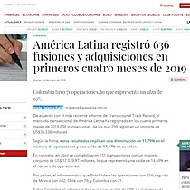 Amrica Latina registr 636 fusiones y adquisiciones en primeros cuatro meses de 2019